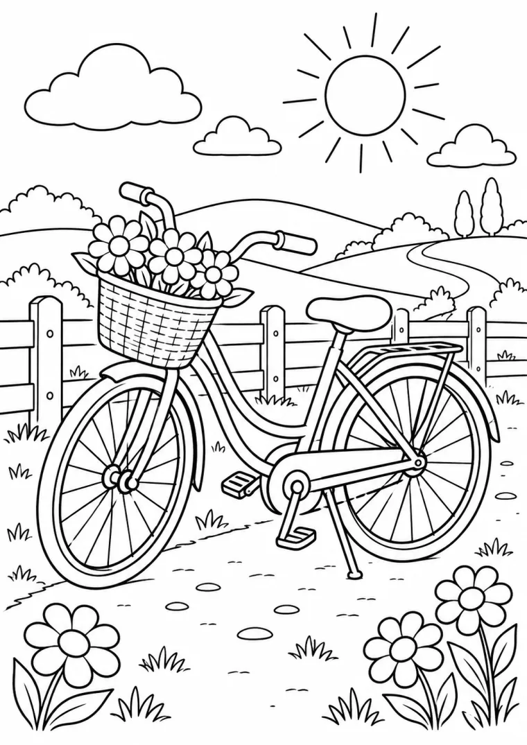 Fahrrad mit Blumenkorb