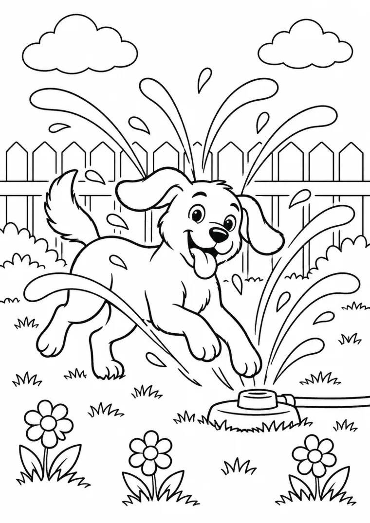 Hund am Rasensprenger