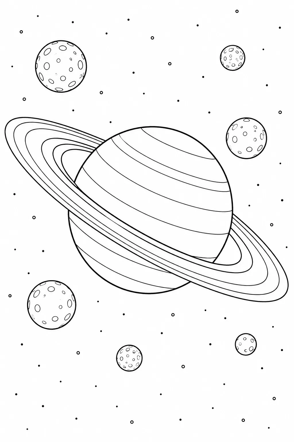 Saturn mit Ringen und Monden