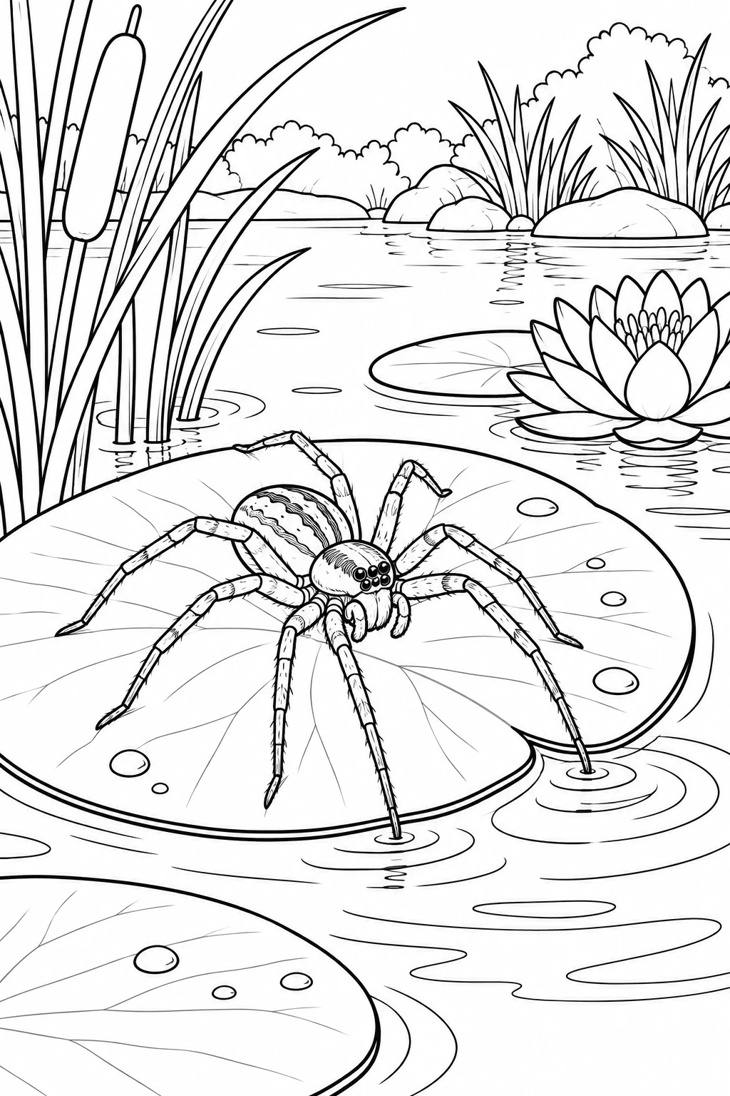 Fischerspinne am Teichrand