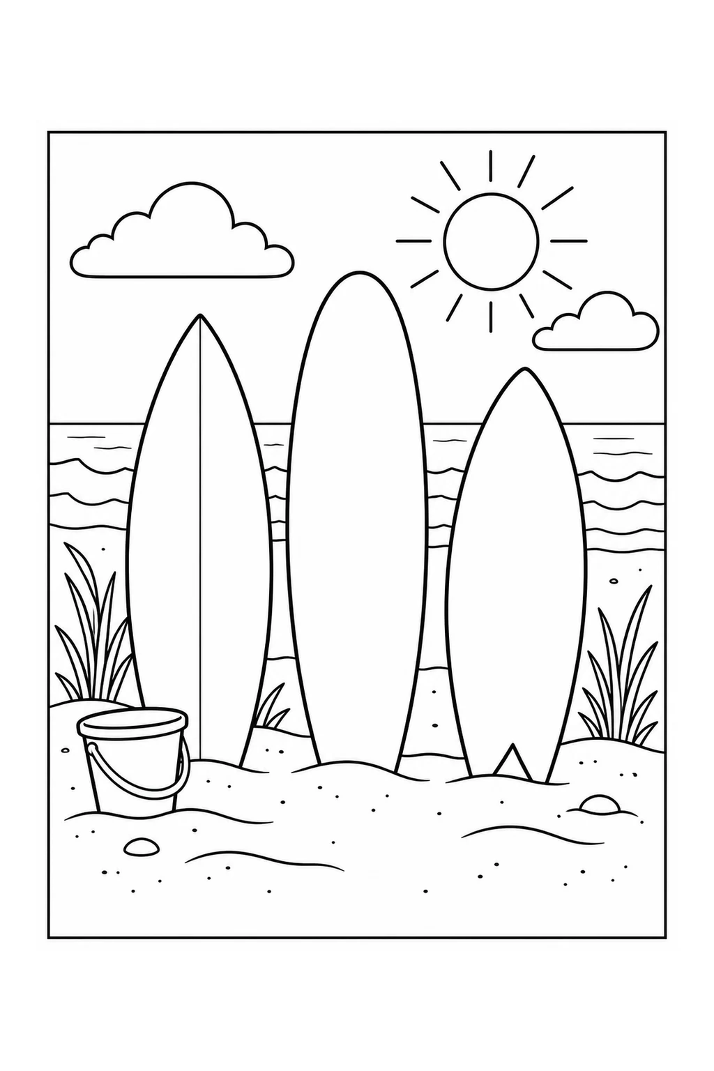 Drei Surfbretter im Sand