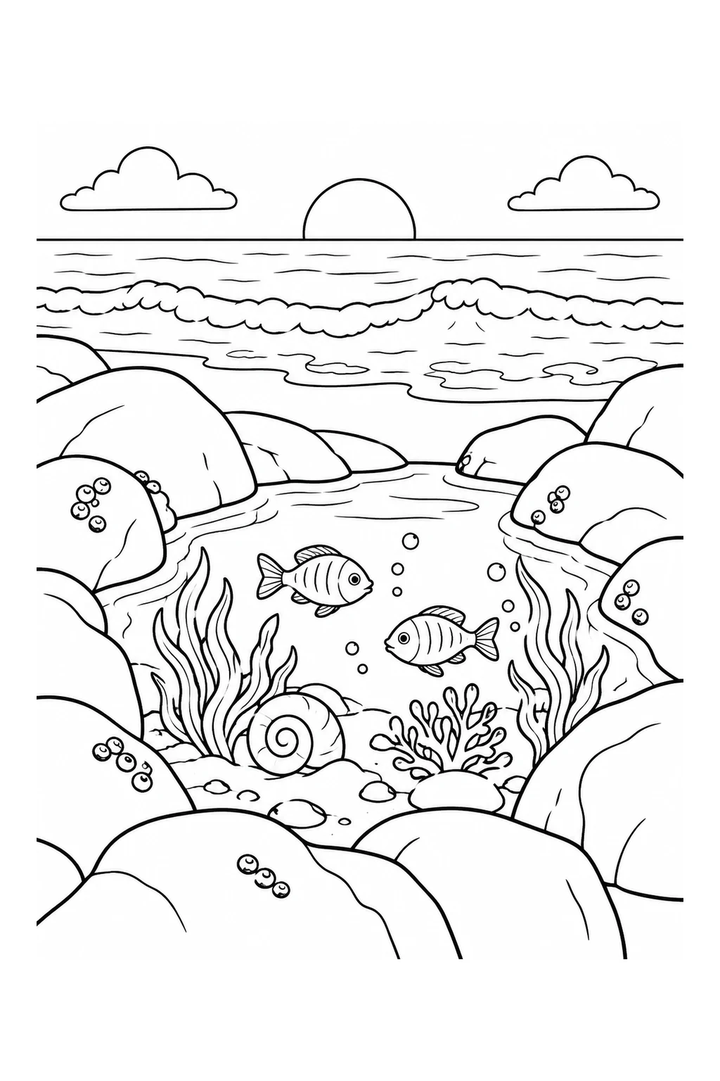 Gezeitentümpel mit Fischen