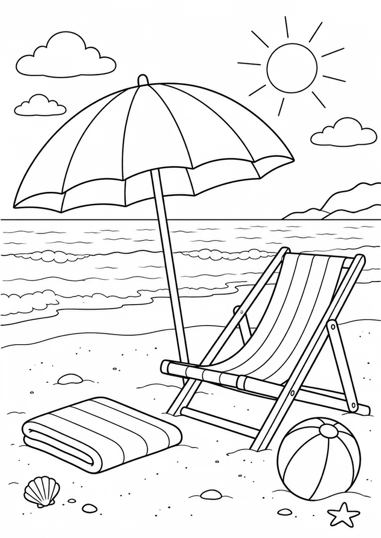 Sonnenschirm und Liegestuhl