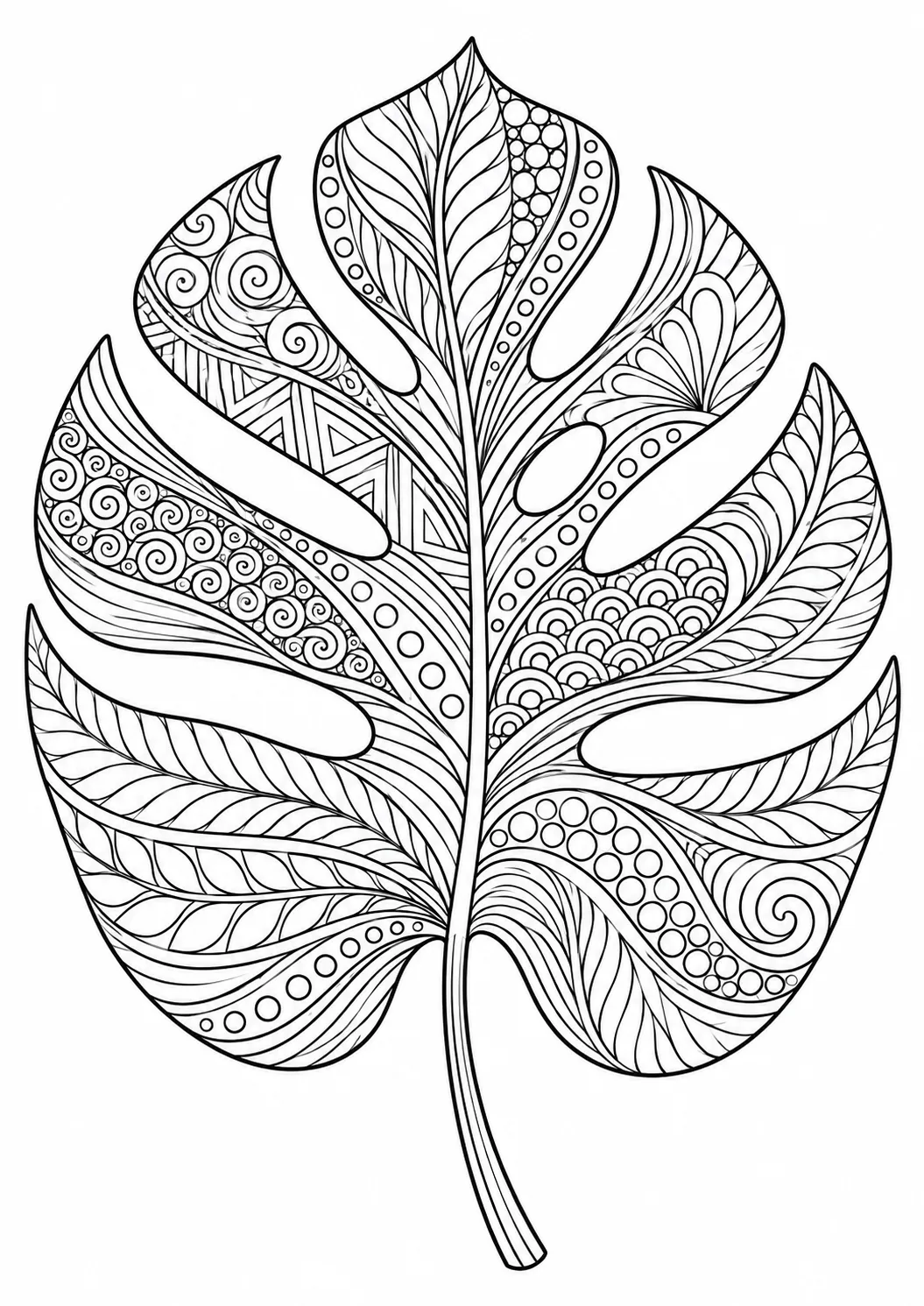 Monstera-Blatt mit Ornamenten