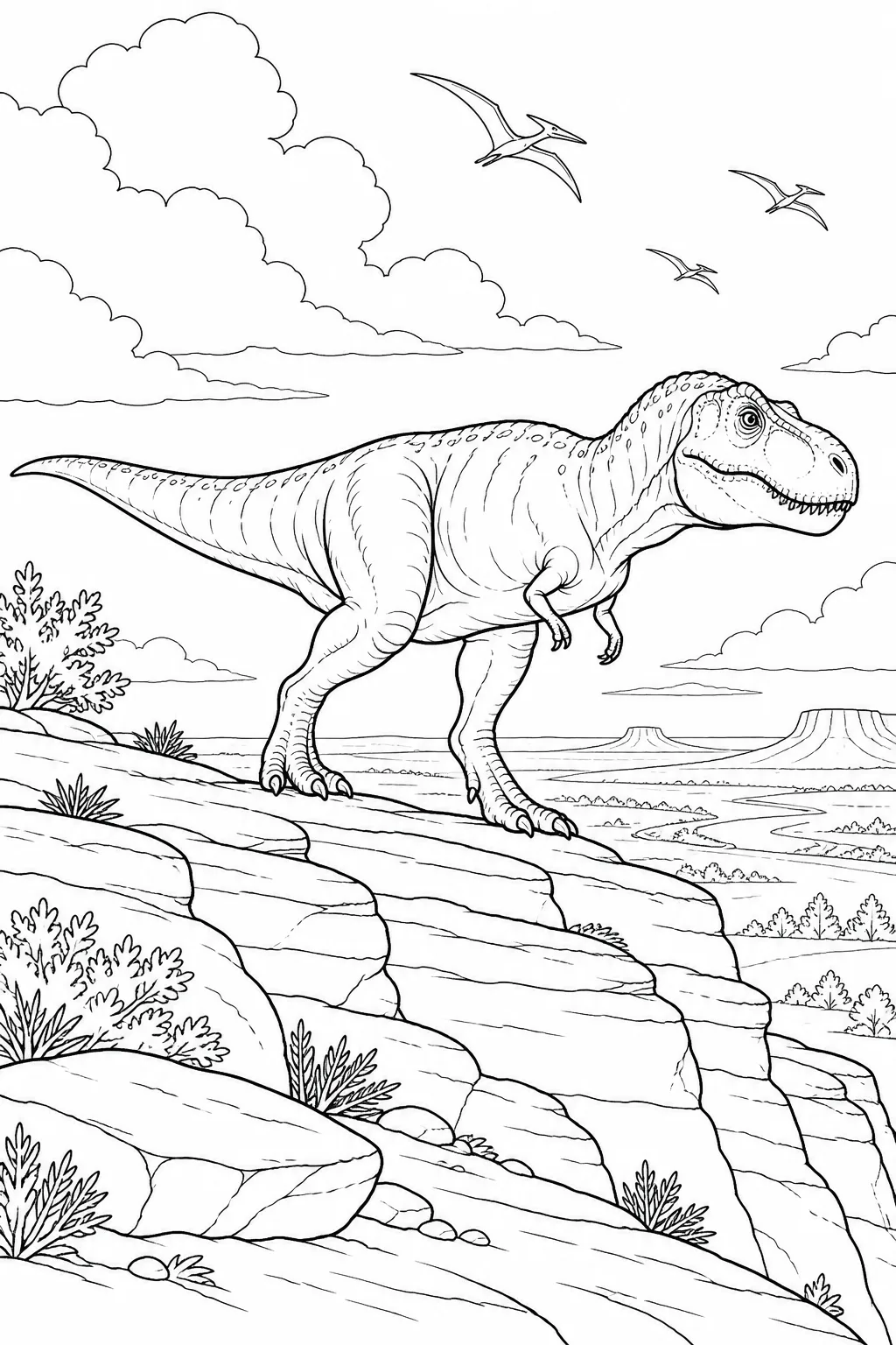 T-Rex auf einem Sandsteinrücken