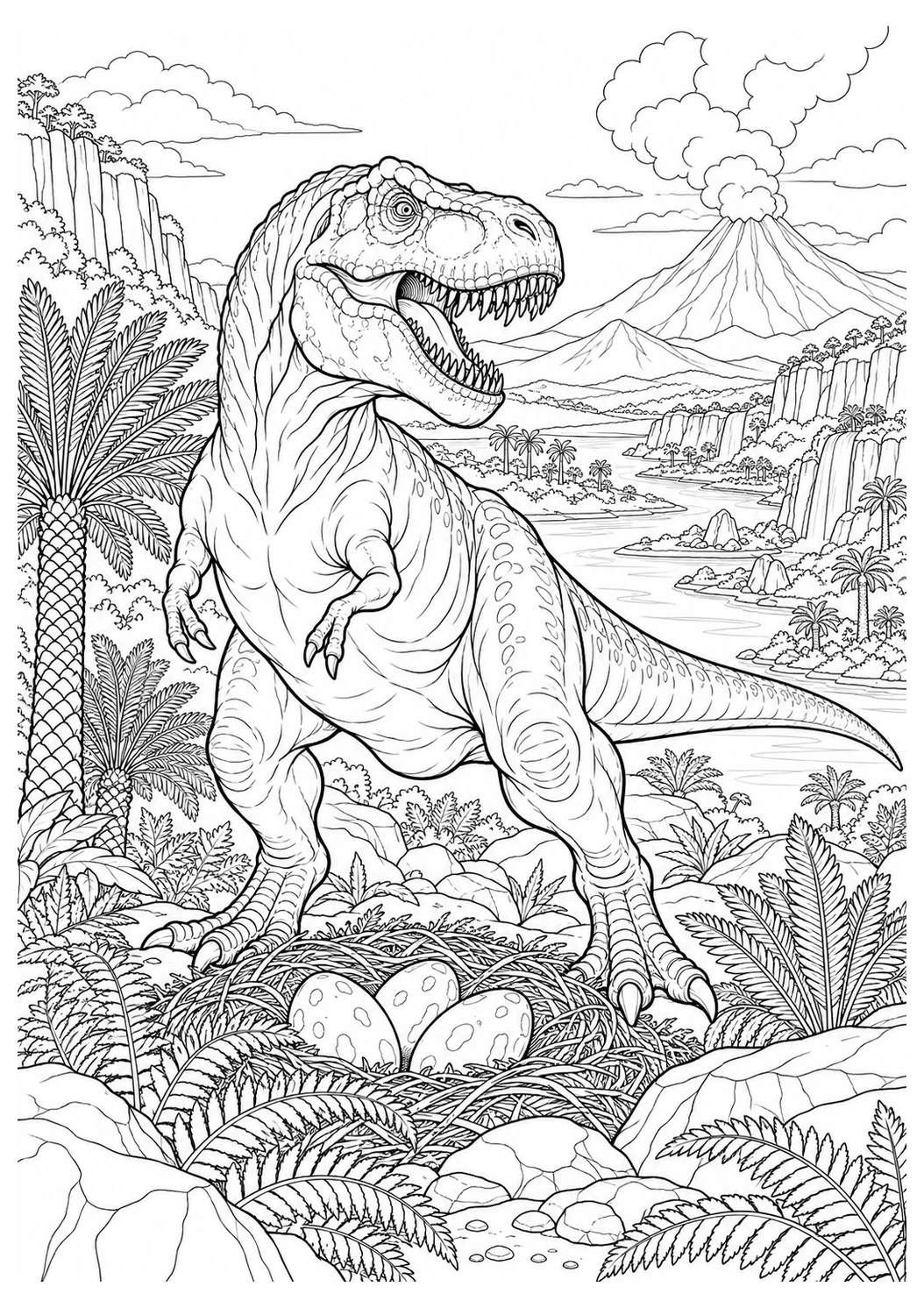 T-Rex bewacht sein Eiernest