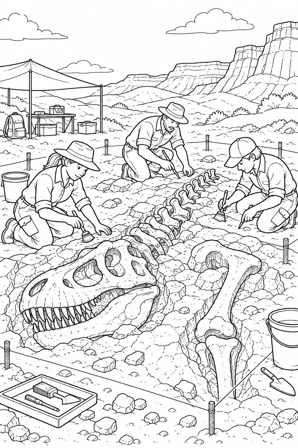 T-Rex-Fossil wird freigelegt