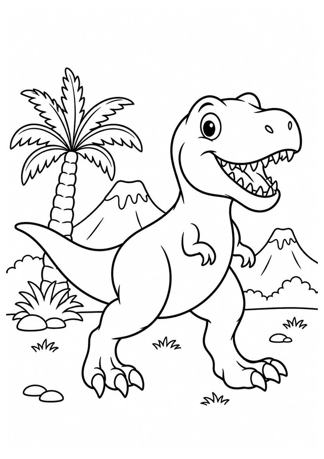 T-Rex in der Vulkanlandschaft