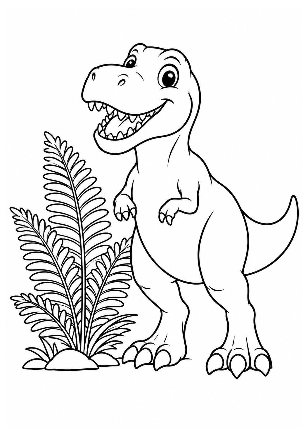 T-Rex neben einem Urfarn