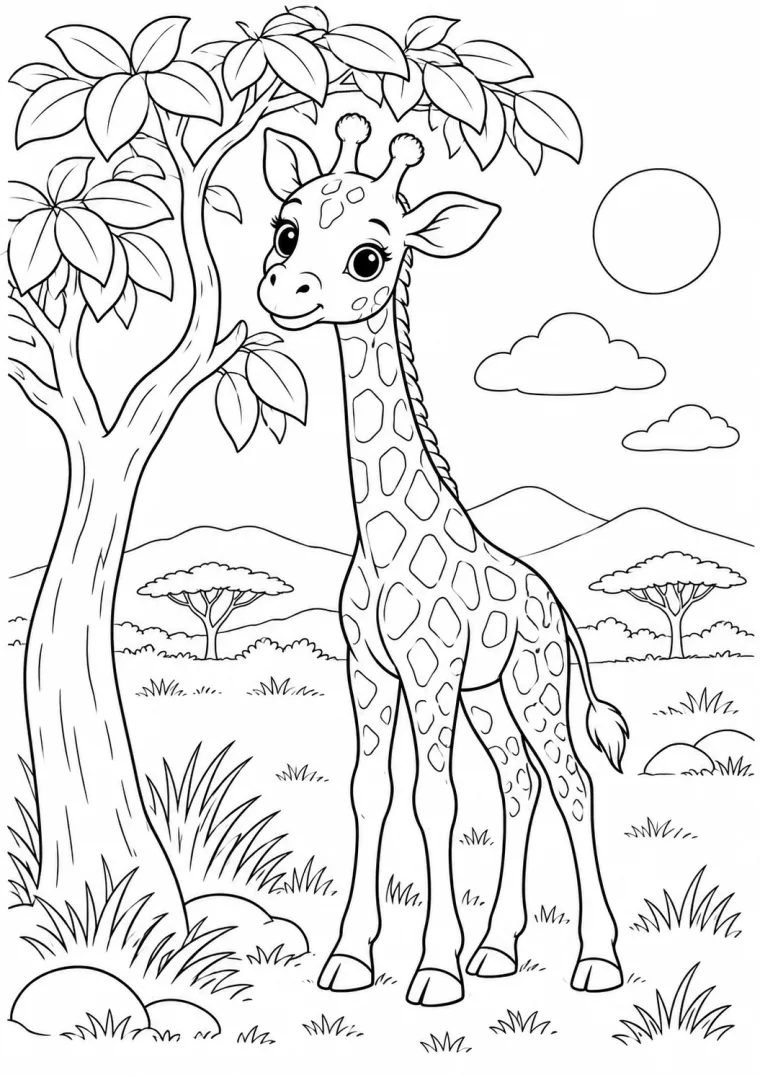 Giraffenbaby am Baum