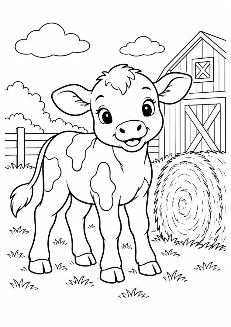 Kalb vor der Scheune