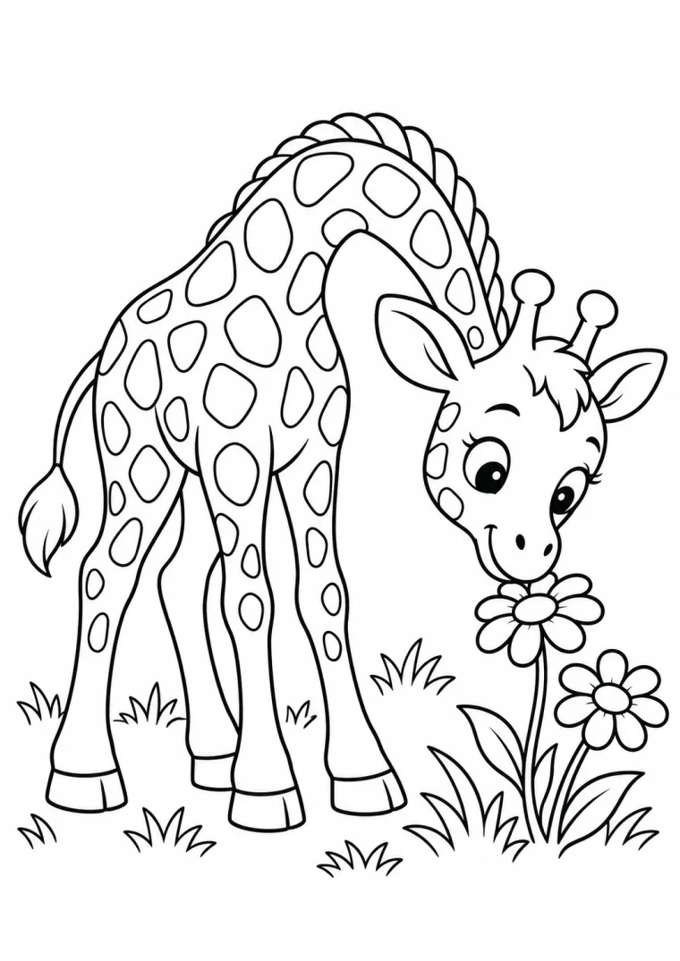 Giraffe mit Blumen