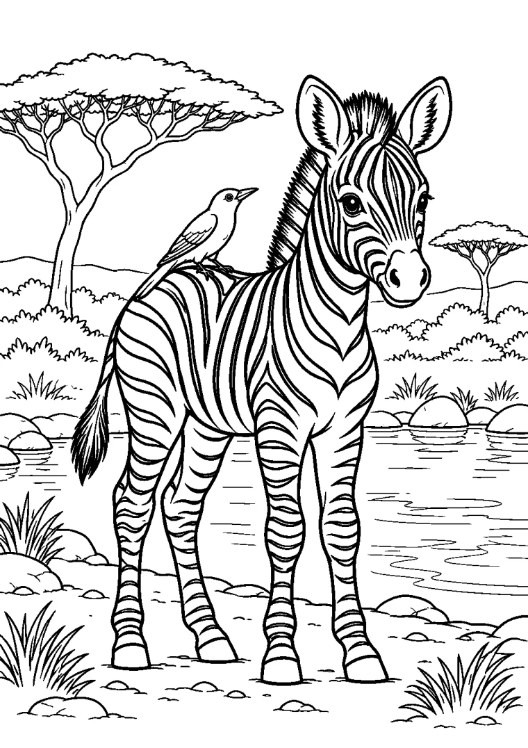 Zebra an der Wasserstelle