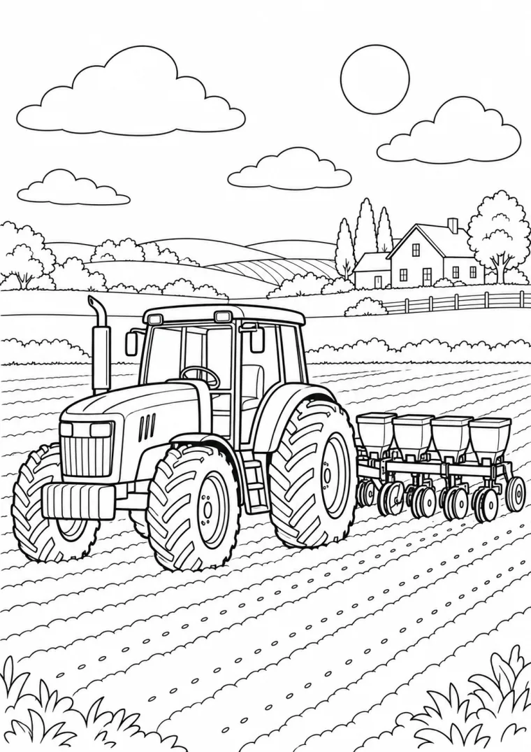 Traktor mit Sämaschine