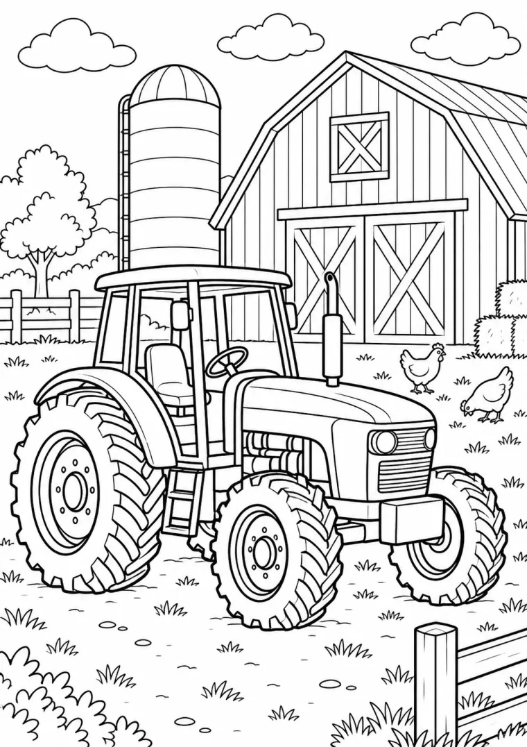 Traktor vor der Scheune