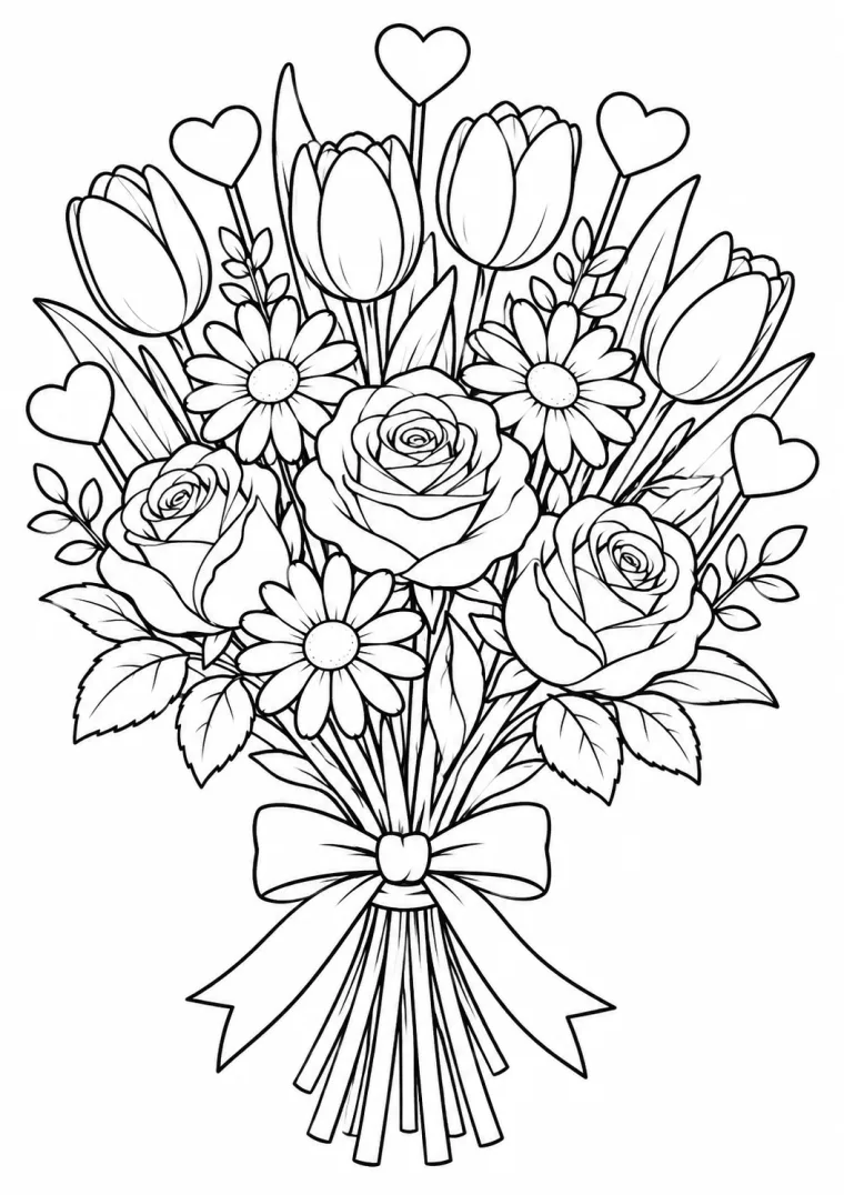 Blumenstrauß mit Herzen