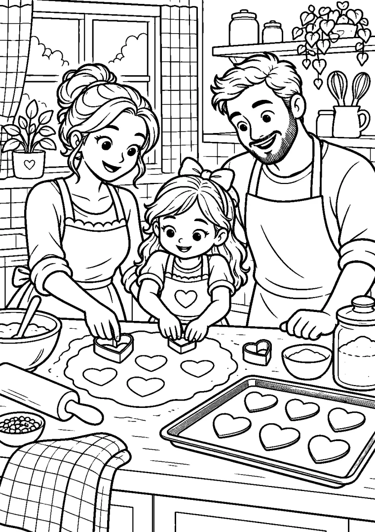 Familie backt Herzkekse