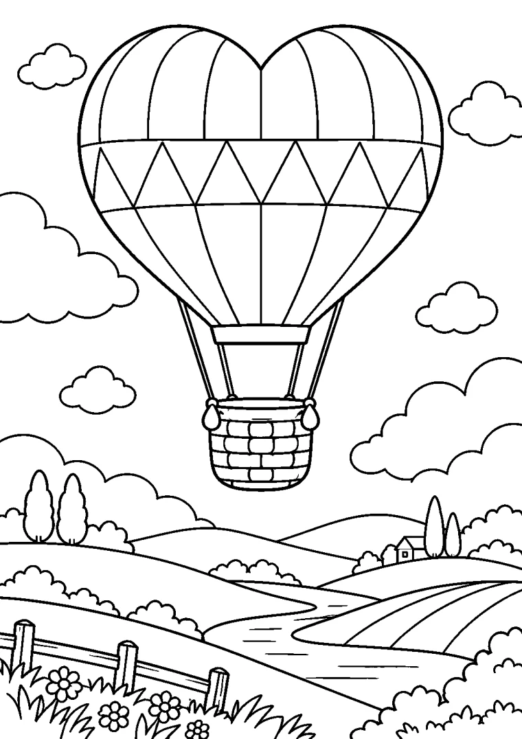 Herzballon über den Hügeln