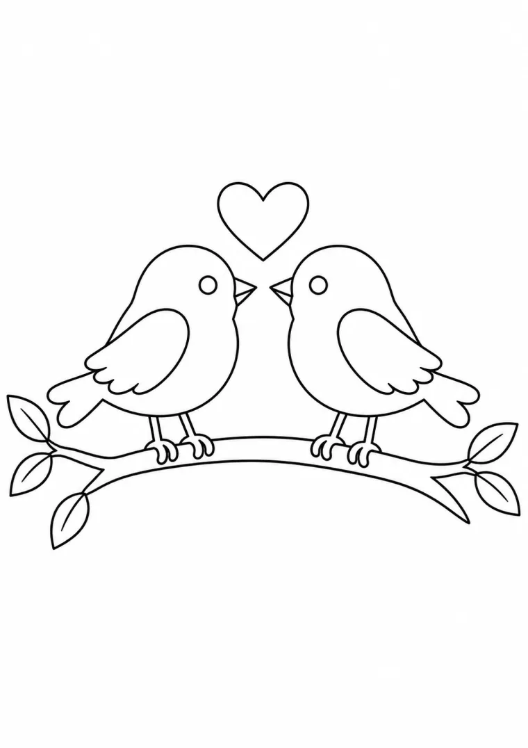 Zwei Vögel mit Herz