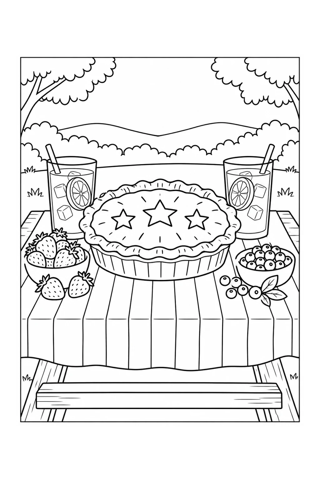 Picknicktisch mit Sternenkuchen
