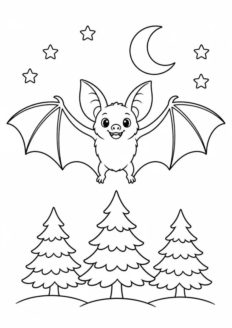 Fledermaus über dem Wald