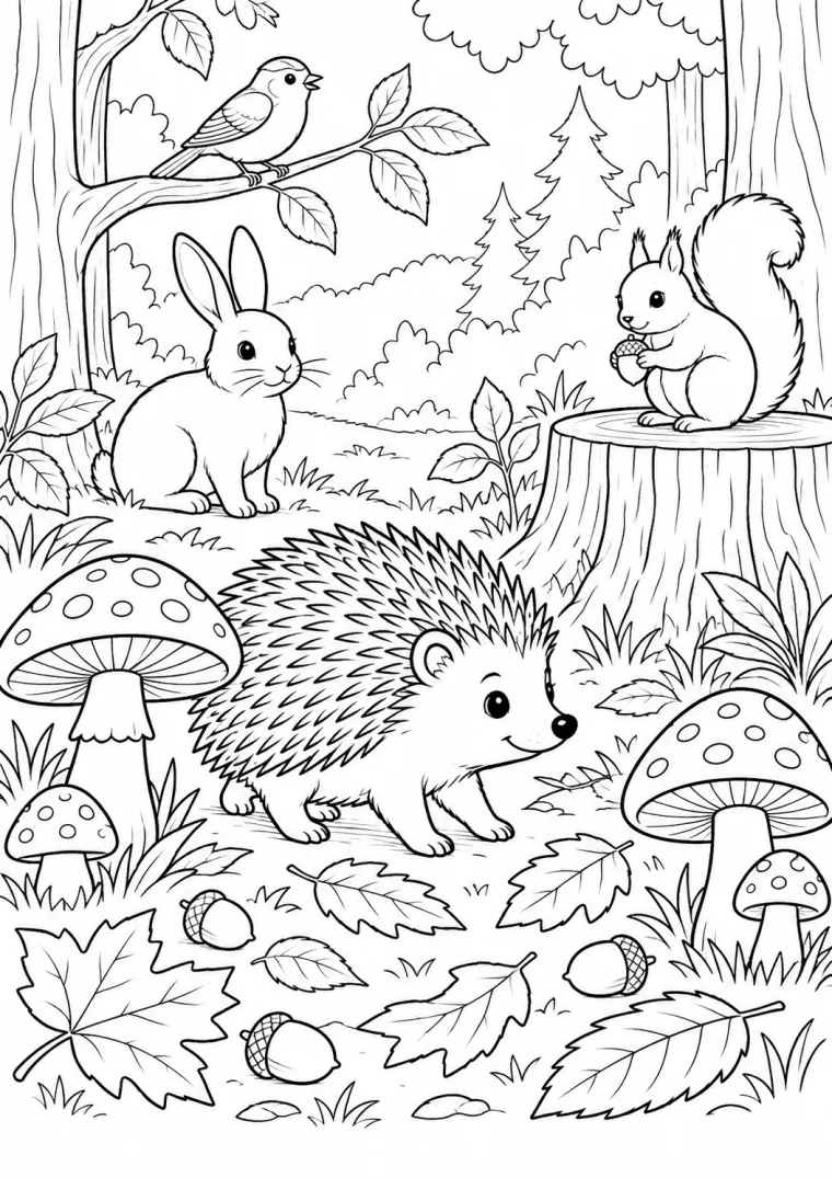 Igel bei den Pilzen