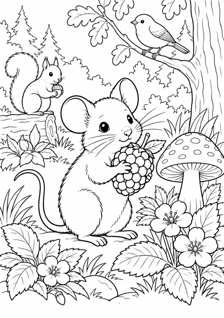 Waldmaus mit Beeren