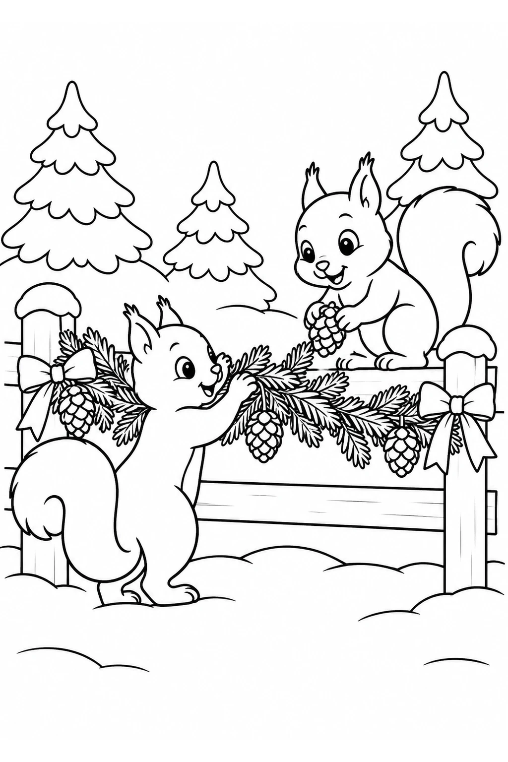 Eichhörnchen mit Weihnachtsgirlande