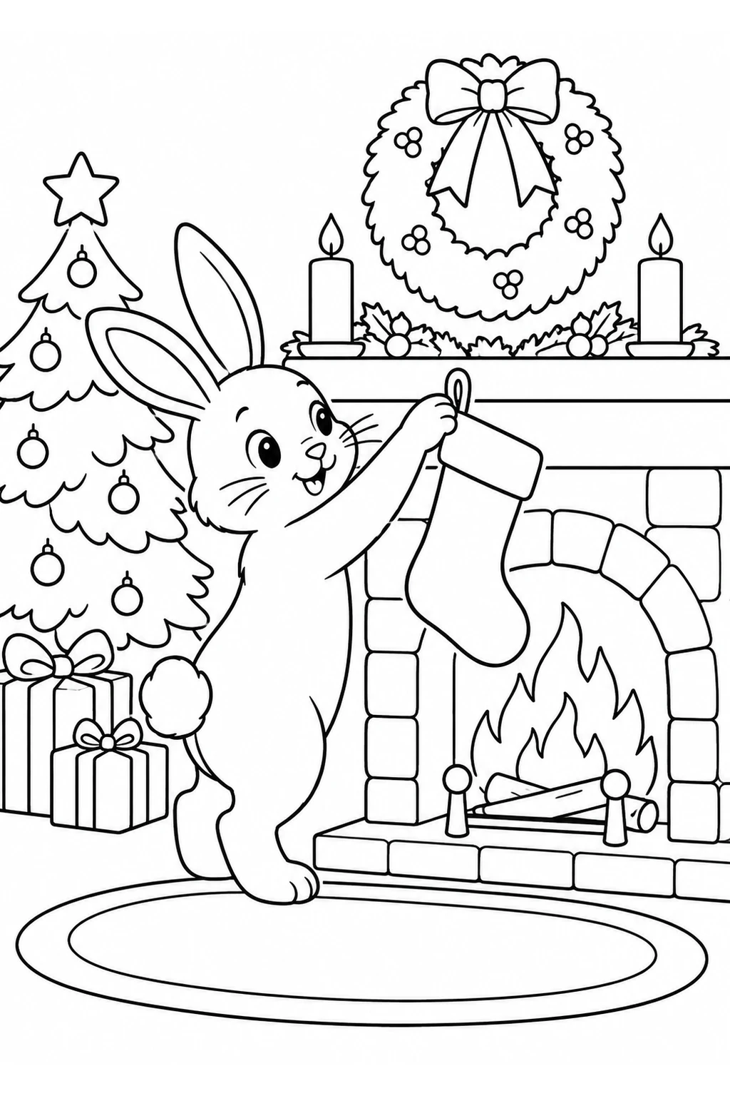 Hase mit Weihnachtssocke