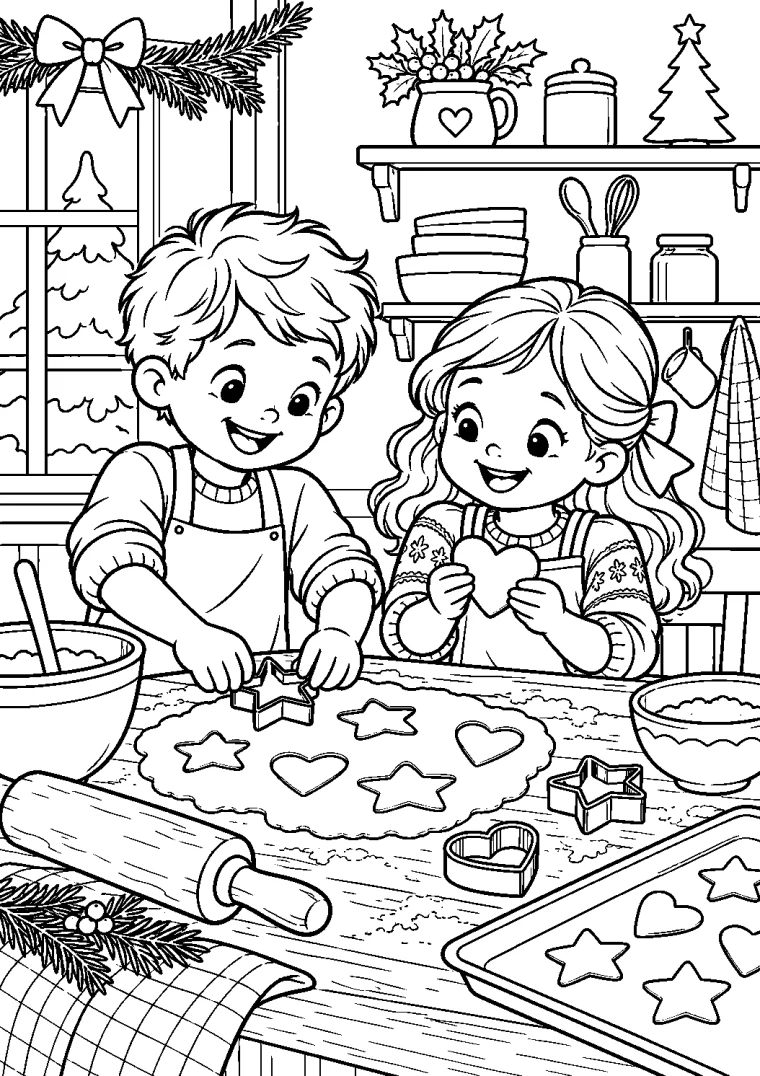 Kinder backen Weihnachtsplätzchen