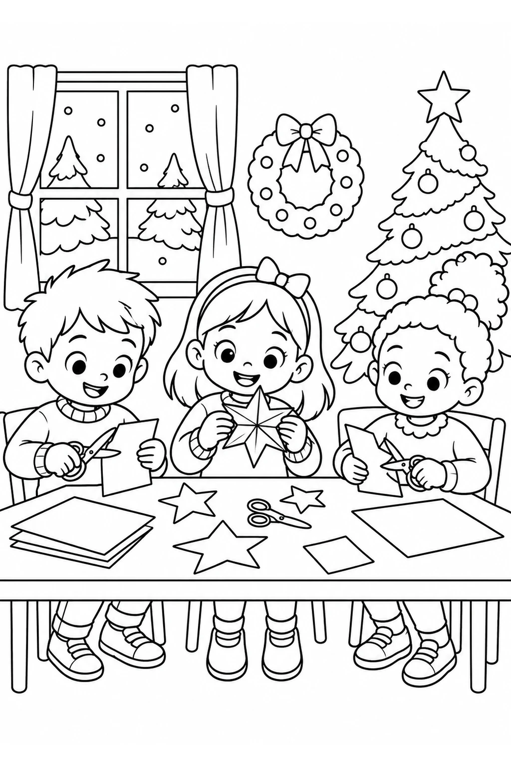 Kinder basteln Papiersterne