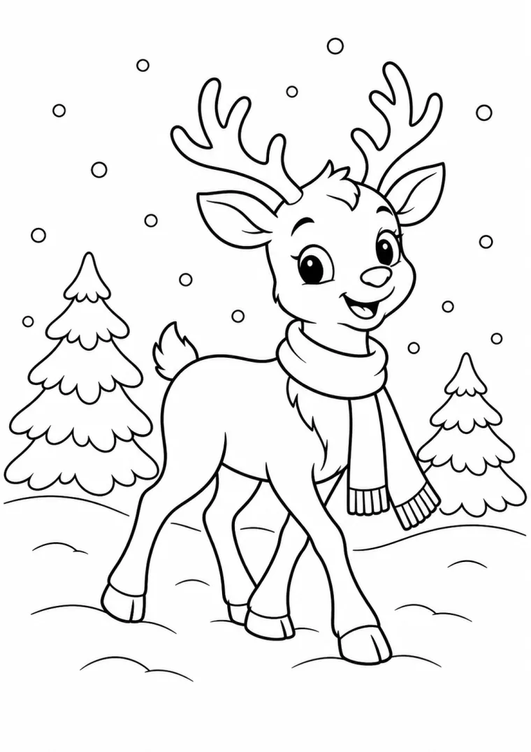 Weihnachten mit Rentier im Schnee