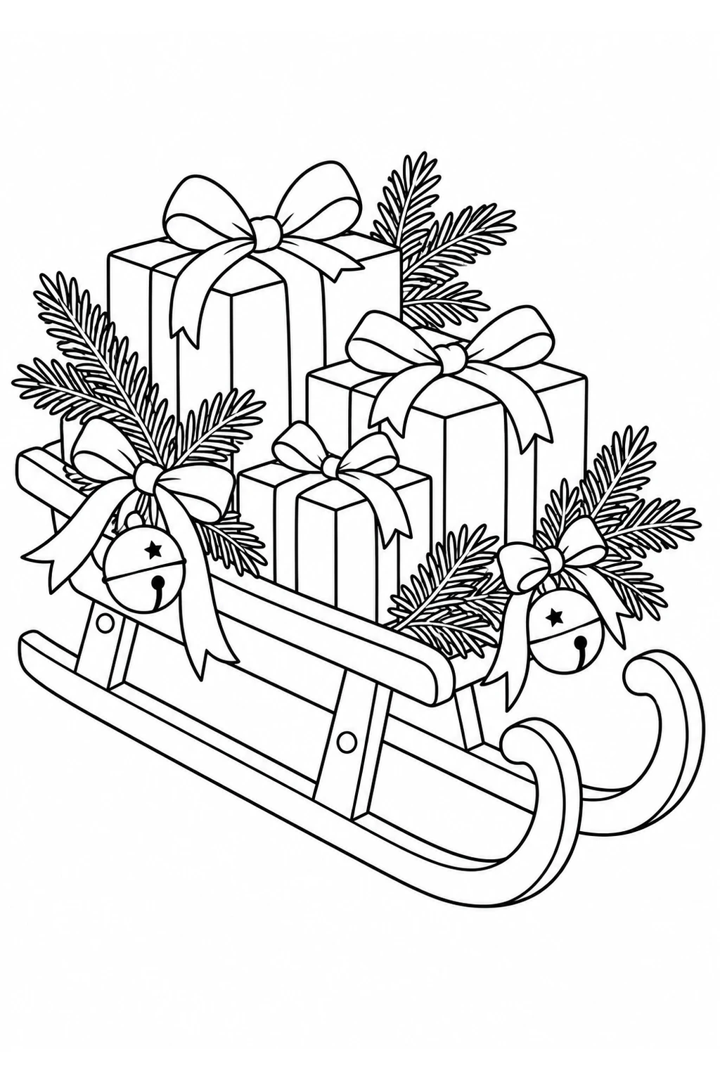Weihnachtlicher Schlitten mit Paketen