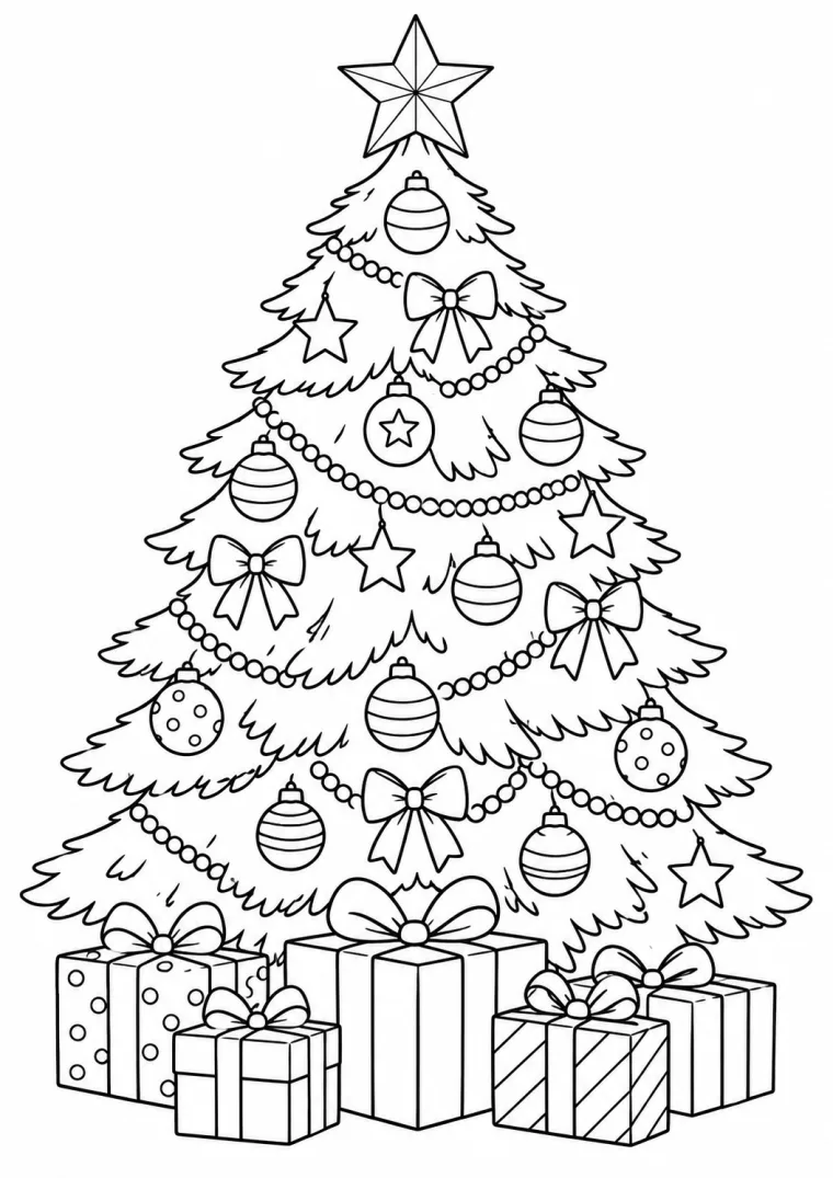 Weihnachten mit Weihnachtsbaum und Geschenken