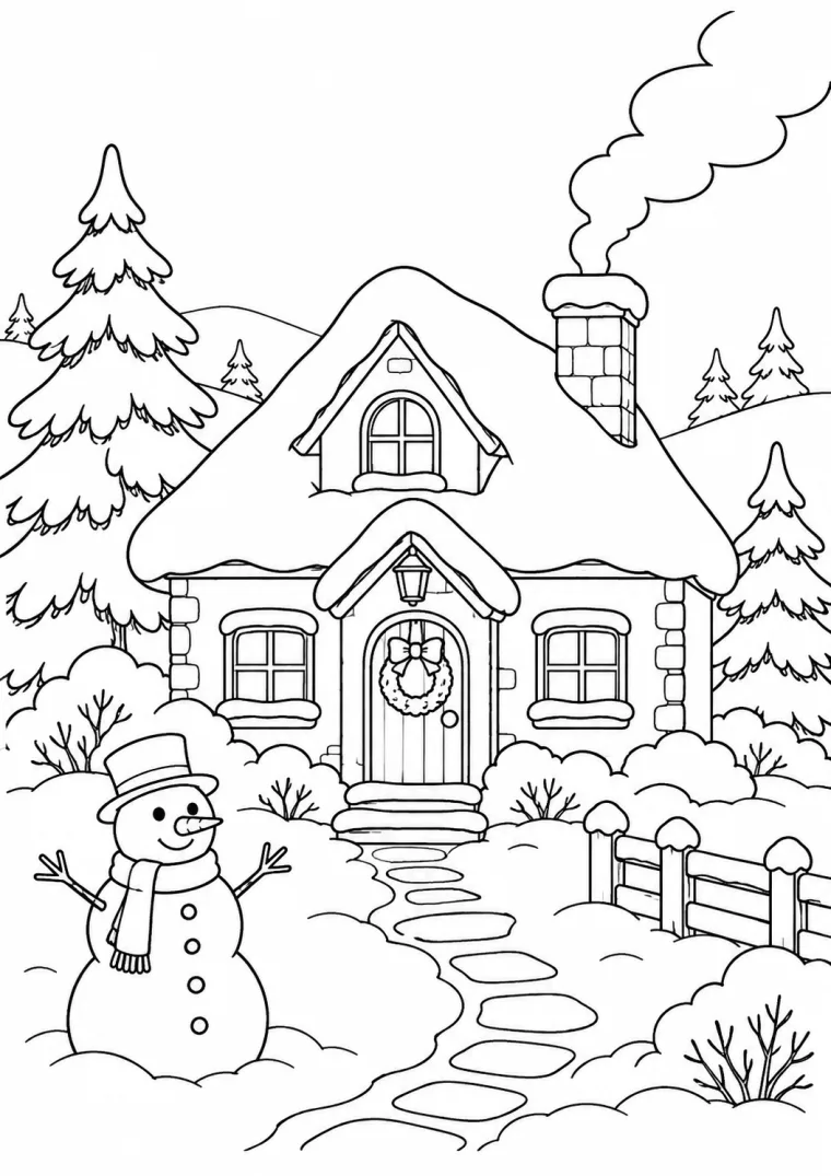 Weihnachten am verschneiten Winterhaus