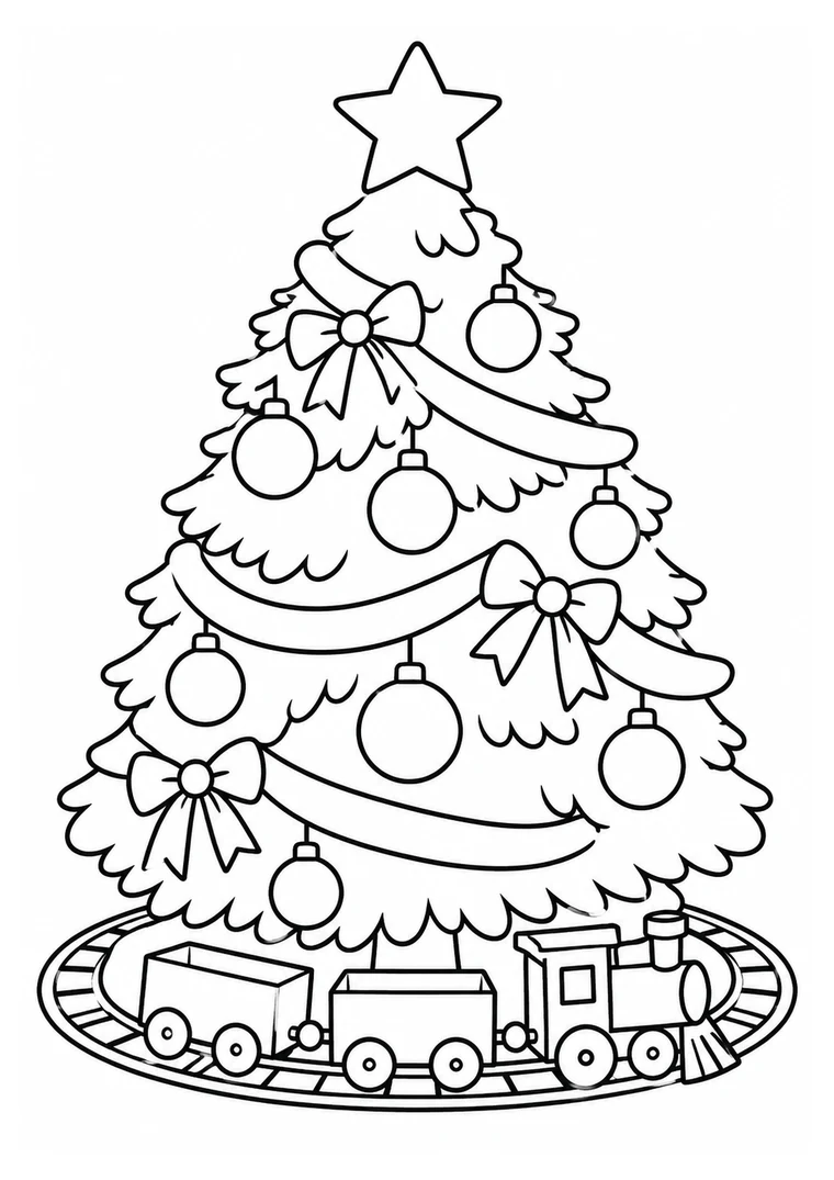 Weihnachtsbaum mit Spielzeugeisenbahn