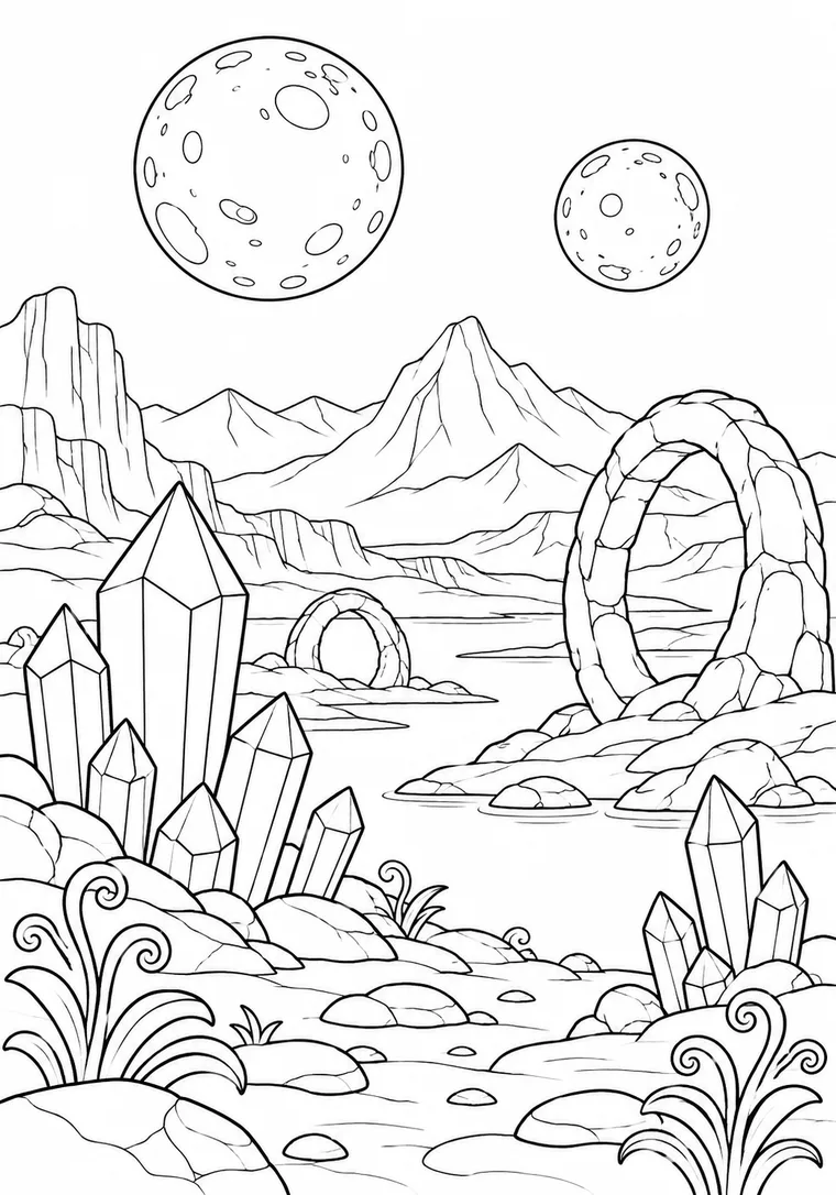 Fremder Planet mit Kristallen