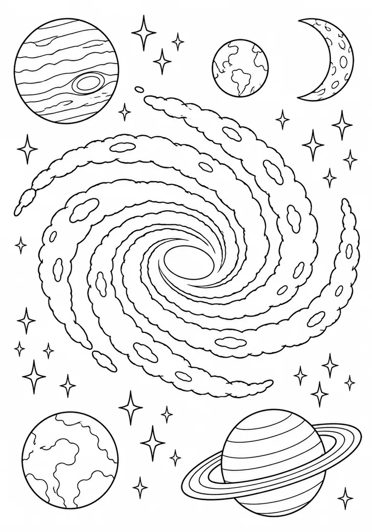 Spiralgalaxie mit Planeten