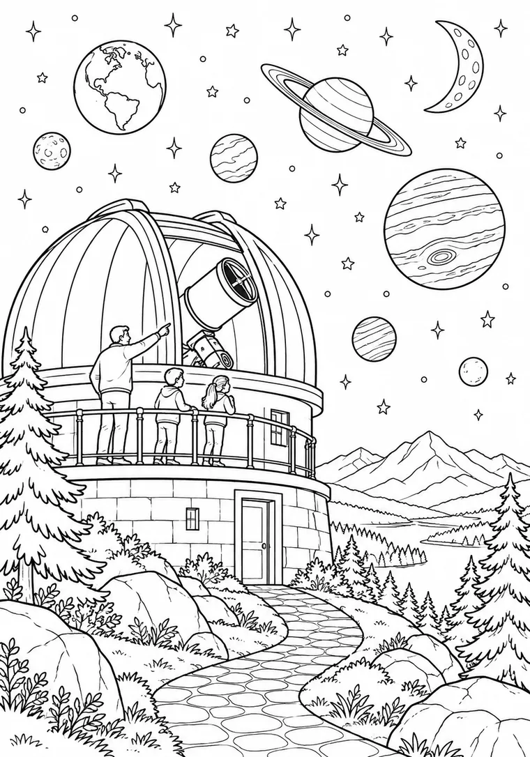 Sternwarte unter Planetenhimmel