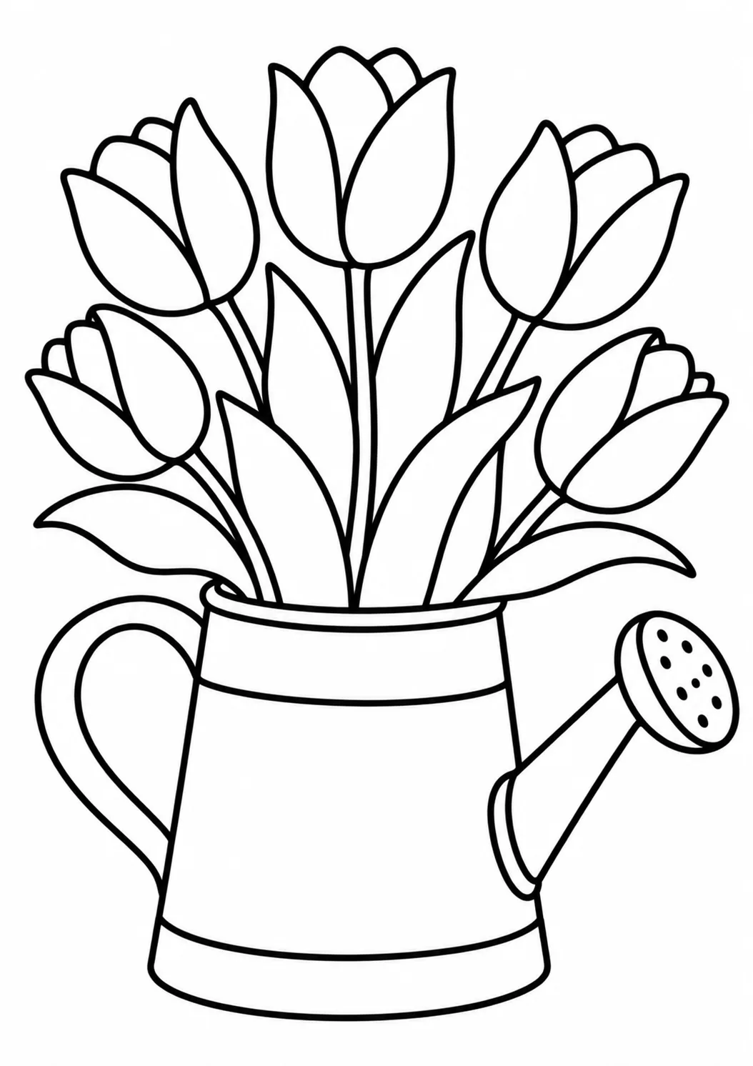 Gießkanne mit Tulpen