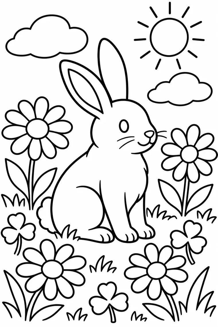 Hase auf der Blumenwiese