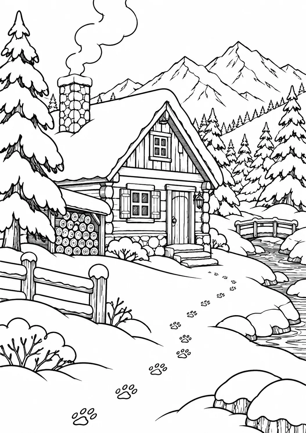 Berghütte im Schnee