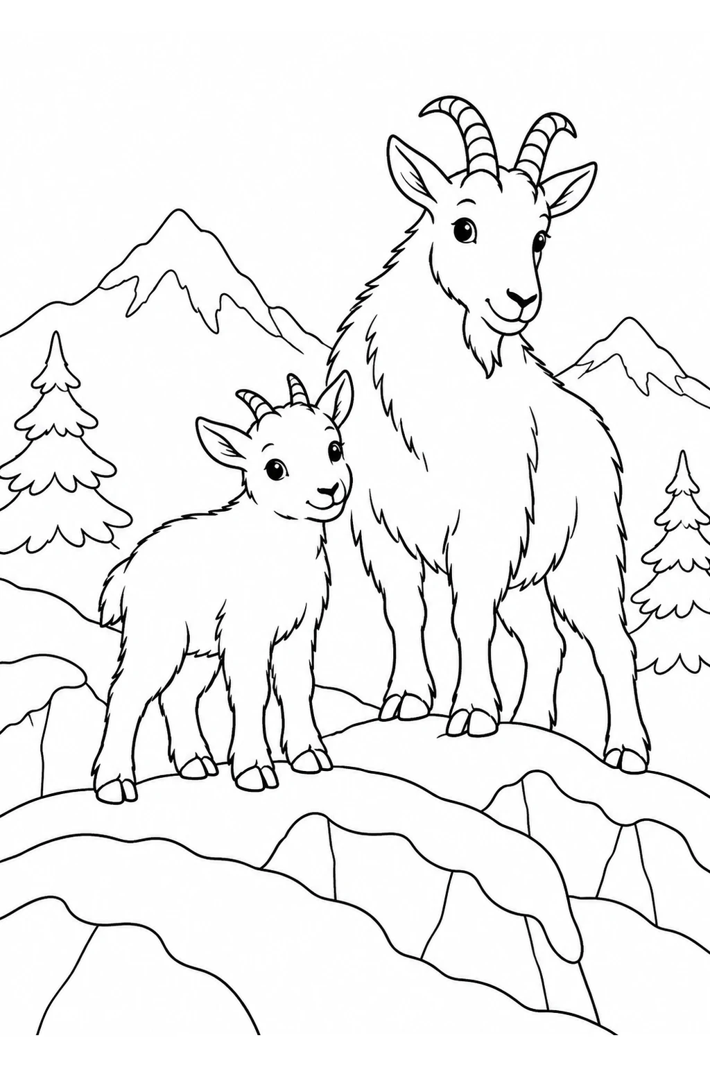 Bergziegen im Winterschnee