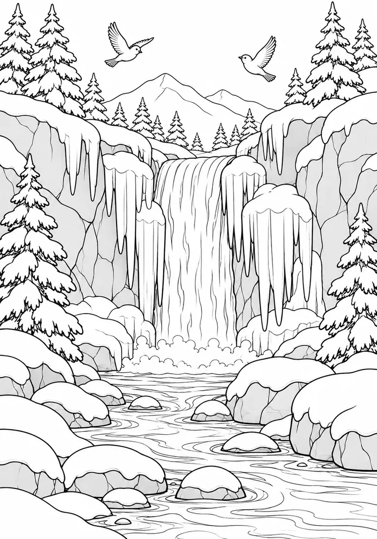 Gefrorener Wasserfall