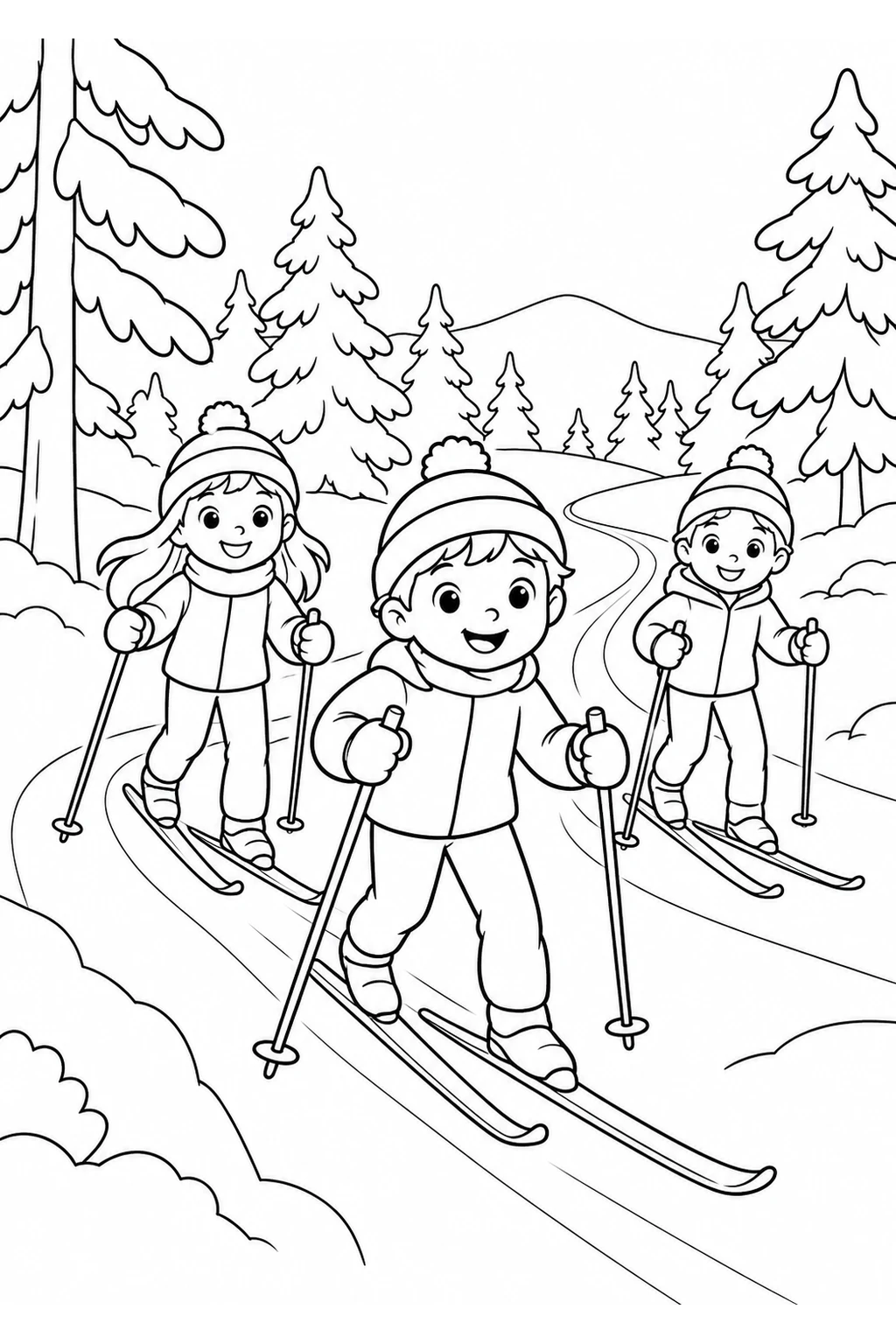 Kinder fahren Langlauf