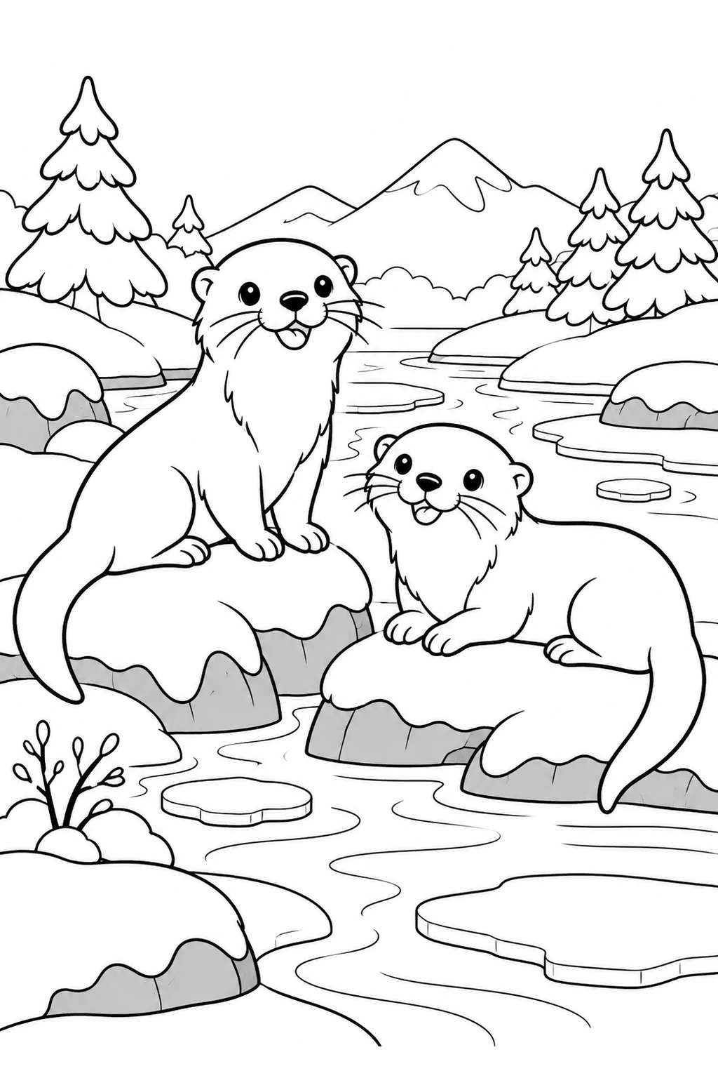 Otter am Winterfluss