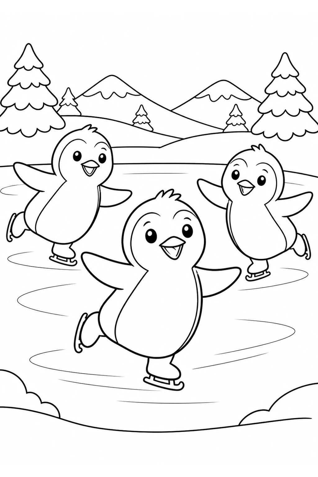 Pinguine rutschen auf dem Eis