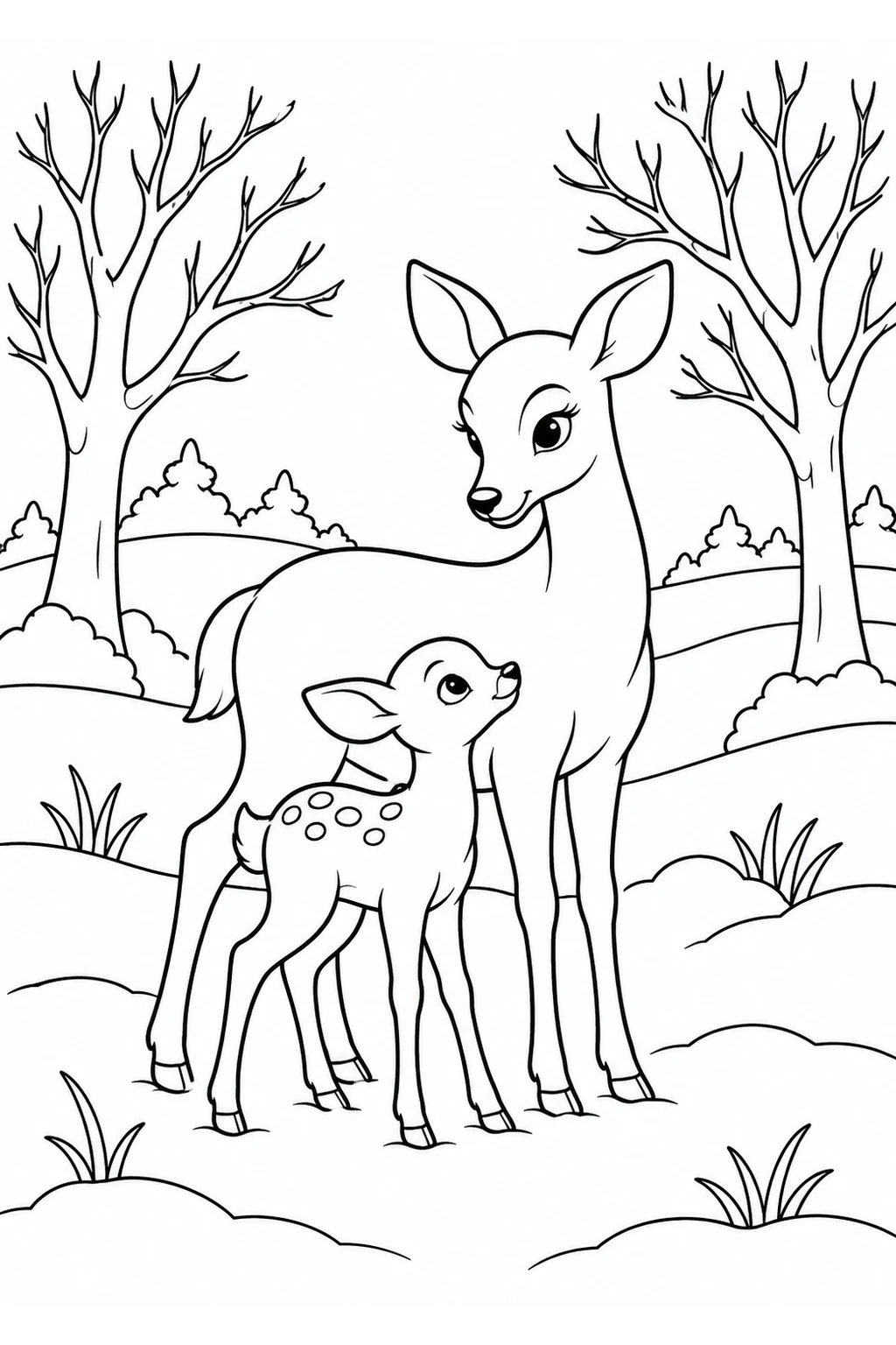 Rehe im Schneefeld