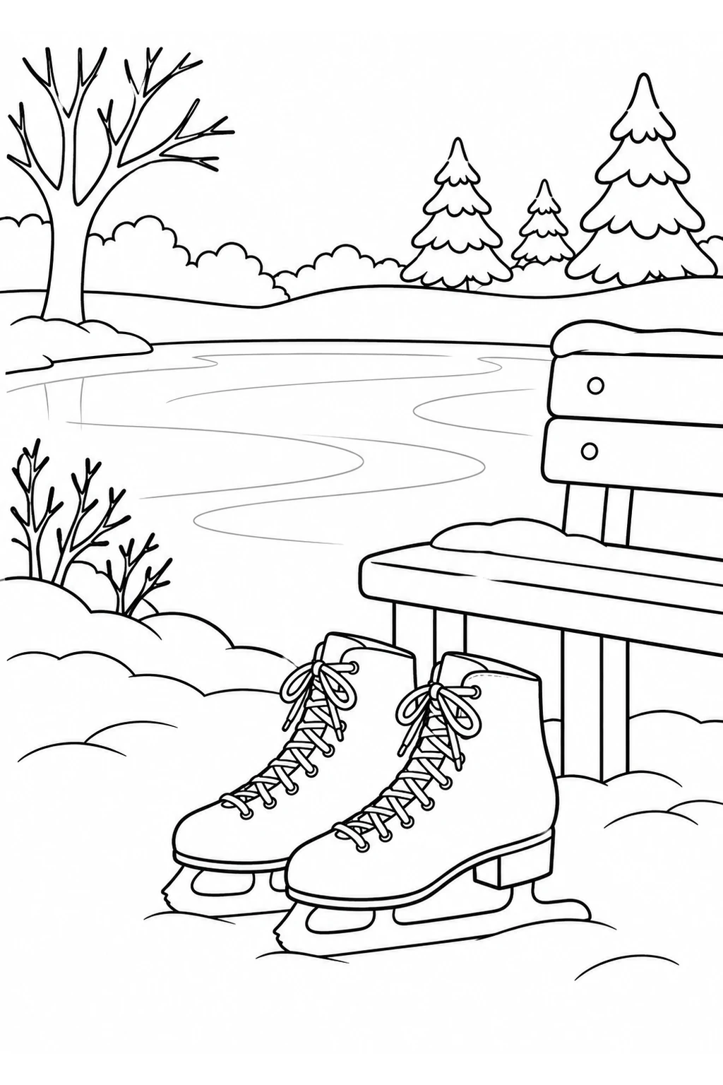 Schlittschuhe am Holzsteg