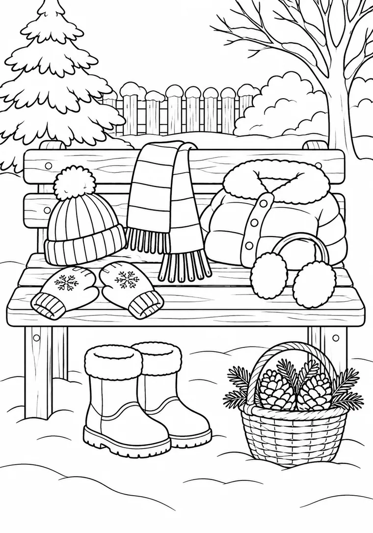 Winterkleidung auf der Bank